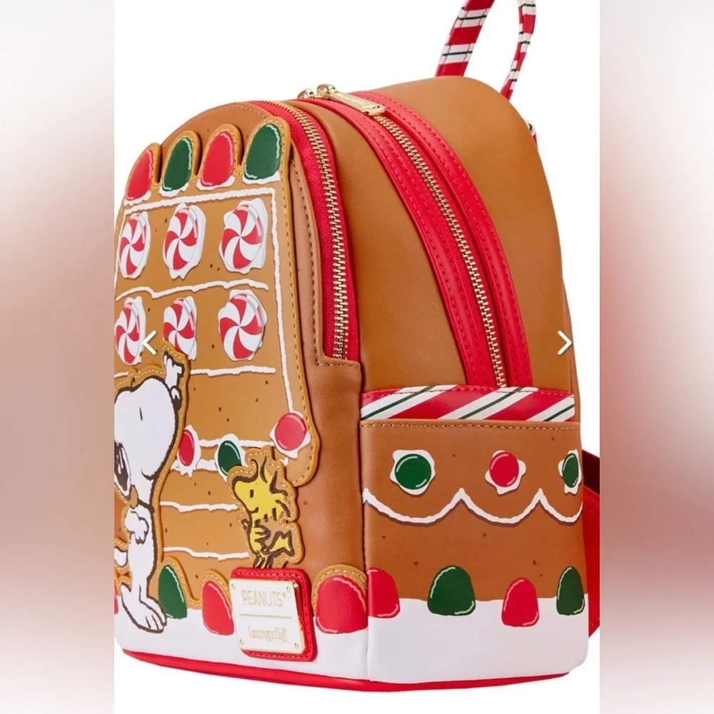 NWT Loungefly Peanuts Snoopy Gingerbread House Christmas Backpack